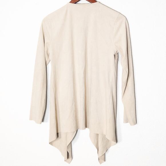 Soft Surroundings Draped Cardigan Beige Faux Suede Size XS Minimalist - Picture 2 of 8